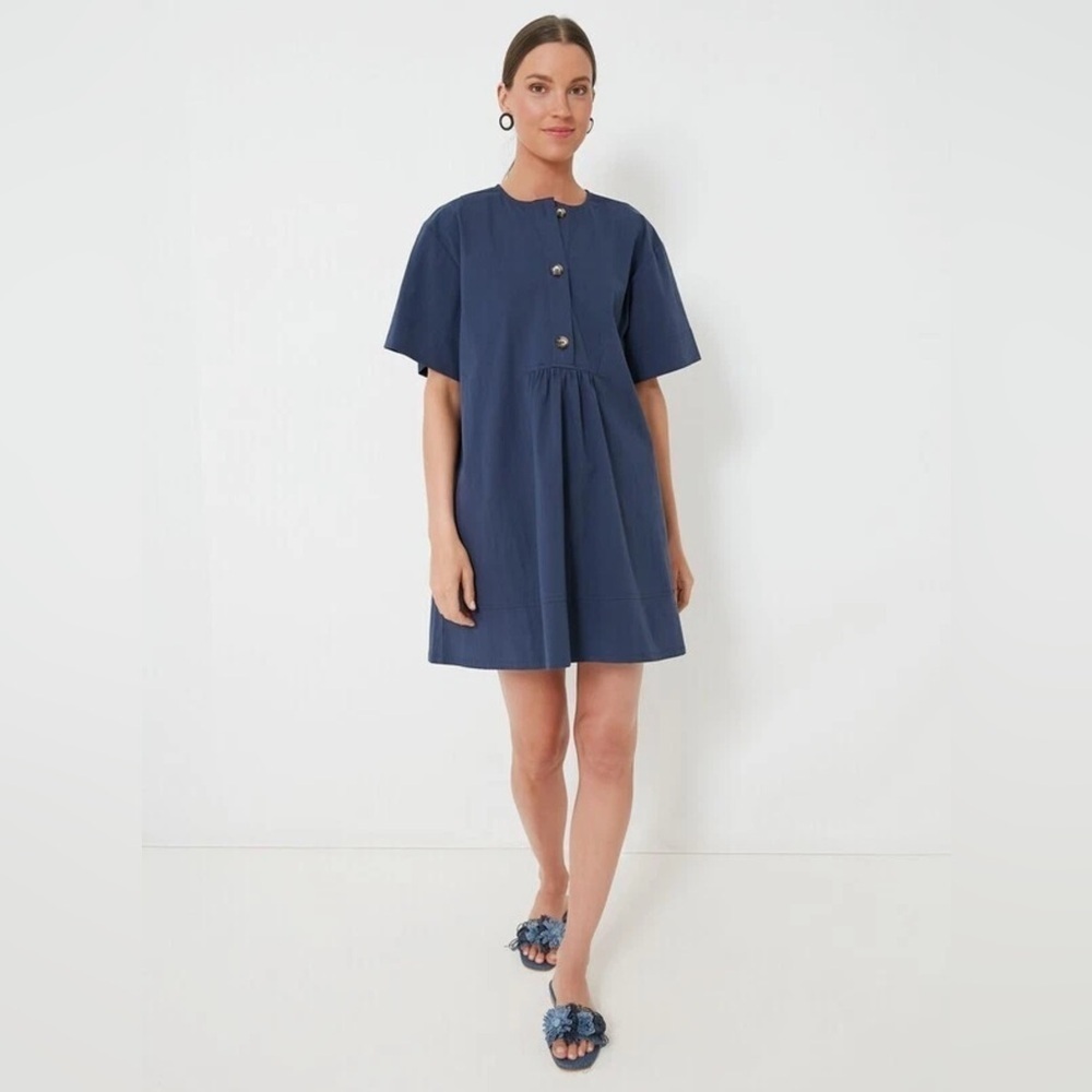 NWT Tuckernuck Pomander Place Navy Blue Women's Dress with Button Detail Size XS